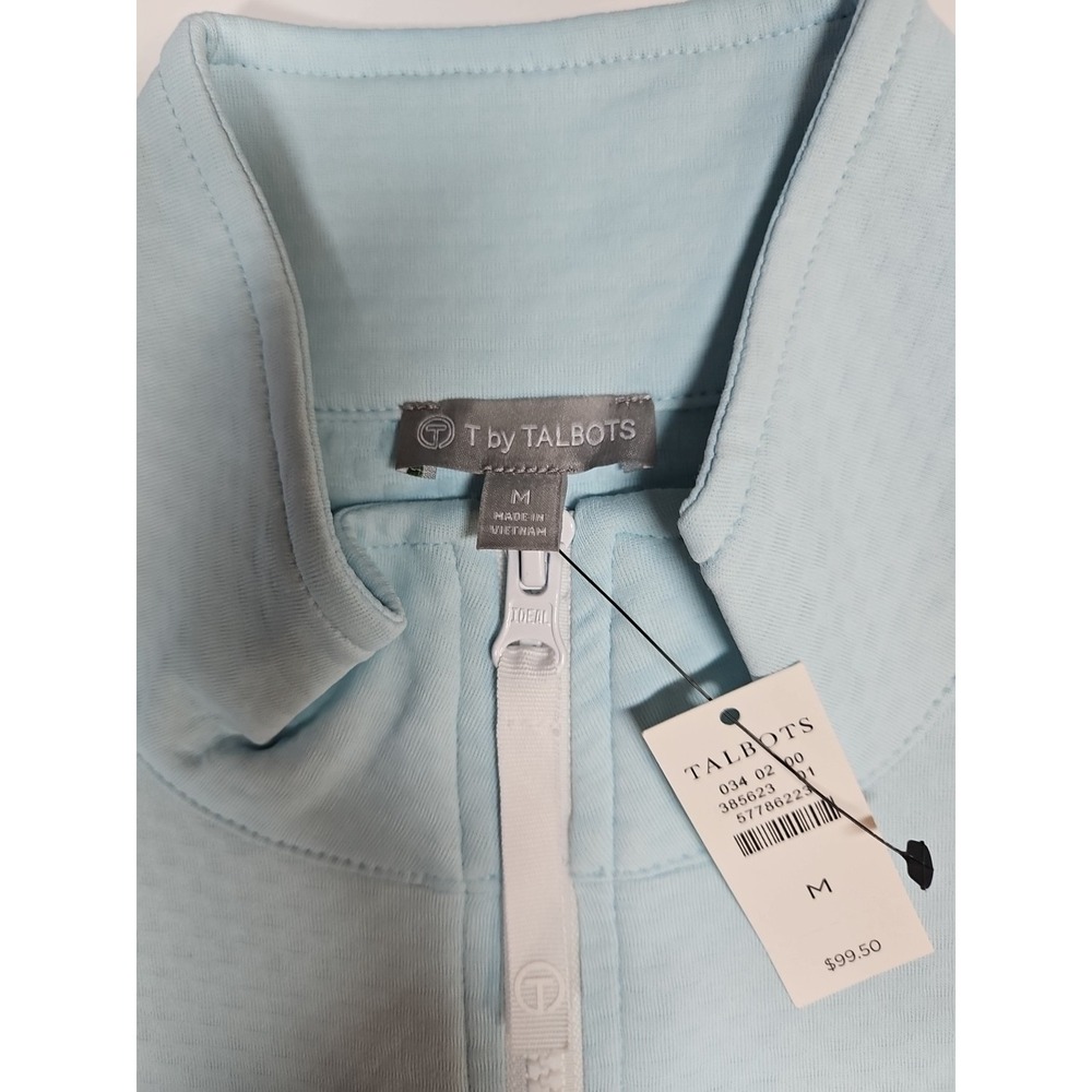 Talbots Womens Light Blue 1/2 Zip Athletic Pullover Top Thumbholes Medium NWT - Picture 6 of 10